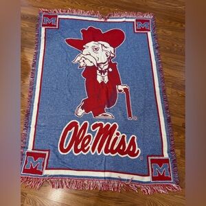 Vintage Ole Miss Colonel Reb throw blanket